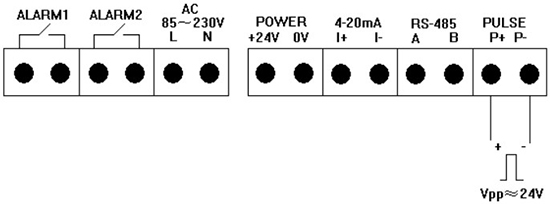 高壓熱式氣體質量流量計脈沖輸出接線圖